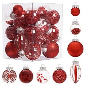 30PCS Christmas Ornaments Set, Clear Plastic Shatterproof Christmas Ball for Xmas Tree Hanging Decorations. (Black)