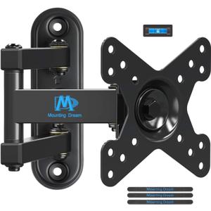 Mounting Dream UL Listed Full Motion Monitor Wall Mount TVs Bracket for 10-26 Inch LED, LCD Flat Screen TV and Monitor, TV Mount with Swivel Articulating Arm, Up to VESA 100x100mm and 33LBS MD2463