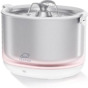 Cat Water Fountain Pumpless Stainless Steel Buckets & Bowl Wireless Pet Water Fountain 2.5L Water Fountains for Cats Indoor Dispenser Easy to Clean BPA -Free White