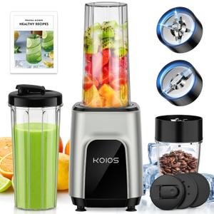 KOIOS Smoothie Blender, 900W Personal Blender and Grinder Combo for Kitchen, Smoothies Maker with 3 Non-BPA Portable Blender Cup for Baby Food, Beans, Nuts, Spice Protein Mixer