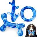 Furdog 3Pack Dog Toys for Aggressive Chewers Dog Chew Toy Tough Dog Toys to Keep Them Busy Bacon Flavor Teething Chew Toys & Dental Health for Large Medium Small Breeds (Blue)