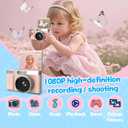 Kids Digital Camera with 180 Flip Screen, 32GB Memory Card Digital Cameras,1080P HD Point and Shoot Digital Cameras, Built in Educational Games,Ideal Gifts for Kids Boys Girls(Pink)