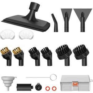 Steam Cleaner Accessories Compatible with Granarbol Steam Cleaner, Nylo/ Brass Brush, Window/ Surface Scraper/ Towel Cover for Handheld Steamer Cleaning with Storage Case-18 PCS