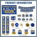 2026 Graduation Decorations - Blue Gold Congrats Grad Party Supplies include Card Box, Backdrop, Banner and Balloons for Class of 2026 Decorations Set