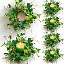 Valentine Candle Rings Wreaths Red Pink Wooden Heart Artificial Heart Berries Valentine's Day Candle Holder Rings Mini Wreaths Decor (6, Irish Gold Coin)