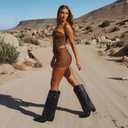 Shark Fold Over Cowboy Cowgirl Boots Studded - Knee High, Tall, Western, Slouch, Pointed Toe, Pull on, Fashion Boot, Dress
, Size 8