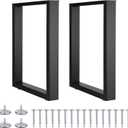Garvee Metal Table Leg Square Industrial Steel Tube Desk Legs 28 in H x 35 in W Heavy Duty Furniture Legs Dining Table Office Tables Computer Desk Legs DIY Iron Bench Legs Set of 2
