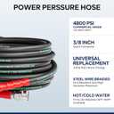 3/8" Pressure Washer Hose 25FT 4800PSI with 3/8 Inch Quick Connect, Kink Resistant Industry Grade Steel Wire Braided, Wear Resistant Power Washer Hose with M22 14mm Adapter