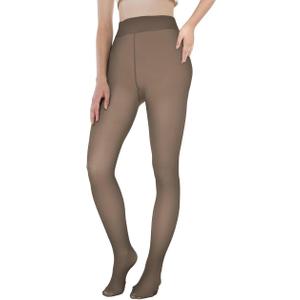 2 x EXQUISLIFE Fleece Lined Tights Sheer Women - Fake Translucent Warm Pantyhose Leggings Sheer Thick Tights, for Winter (Black)