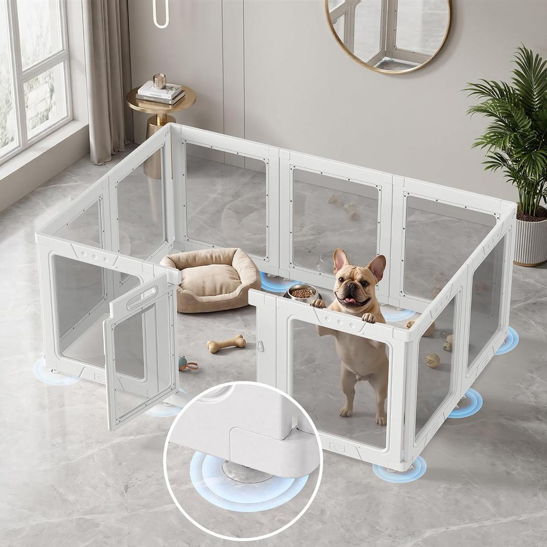 Clear Acrylic Dog Playpen Indoor, 24" H, White