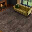 Farmhouse 8x10 Dark Taupe Brown Area Rugs for Living Room, Modern Boho Vintage Rug for Bedroom, Dining Room with Distressed Geometric Design, Washable Stain Resistant Low Pile Non-Slip Ultra Soft