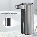 EKO Automatic Foaming Soap Dispenser, Touchless Foam Hand Soap Dispenser for Bathroom and Kitchen, Water-Resistant and Rechargeable, 9 fl oz, Modern Design for Homes and Offices (Stainless)