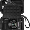 Lacdo Camera Case for Canon PowerShot G7 X Mark III/PowerShot G7 X Mark II 4K Vlogging Camera, Point and Shoot Vlogging Camera Bag Carrying Case, Mesh Pocket fits USB Cable, Batteries, Black+Black