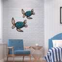 Roowest 2 Sizes Wooden Sea Turtle Wall Decor Farmhouse Ocean Turtle wall art Beach Theme Vintage Coastal Hanging Decoration for Home Lake House Bathroom(Blue)