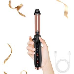 4000mAh Portable Cordless Hair Curler, Cordless Curling Iron Rechargeable, Mini Curler Iron 3 Temp Setting Travel Battery Powered Curling Iron,USB Charge Hair Straightener and Curler 2 in 1