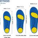 Bacophy Kids Orthotic Arch Support Shoe Insoles, Children Pu Cushioning Inserts, Shock Absorption Velvet Surfaces Deep Heel Cup Inner Sole for Flat Feet, Plantar Fasciitis, Feet Heel Pain Relief Blue