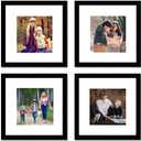 Black 12x12 Picture Frame Set,Square Photo Frame with Mat Display Pictures 8x8 or 12 x 12 Without Mat,PVC Glass,for Wall Home Office Dcor12x12,Black