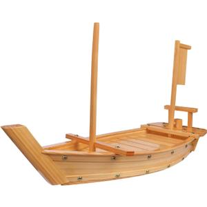 Kichgather 27.6 Wooden Sushi Serving Tray Boat Plate for Restaurant or Home