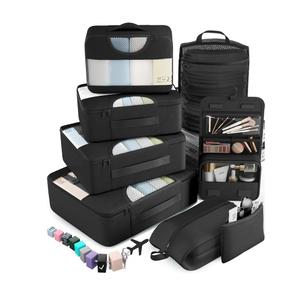 Veken 10 Set/8 Set Packing Cubes for Travel Essentials, Suitcase Organizer Bags in 4 Sizes, Carry-On Luggage Accessories with Laundry Bag & Passport Holder, Airplane Must Have, Camp Gifts for Men