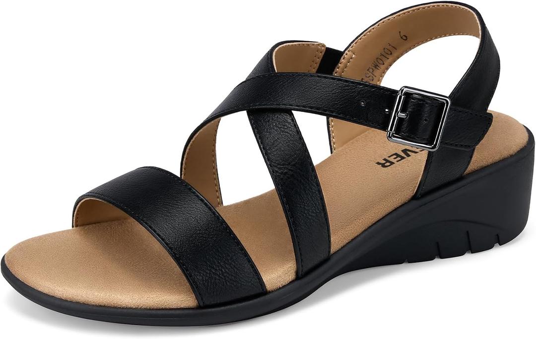 SHIBEVER Wedge Sandals for Women Dressy: Comfortable Summer Low Heel Sandals Casual Walking Dress Shoes