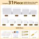 10 Pcs Buffet Risers with Mini Sign and Maker Serving Tongs Cake Cutter, White Acrylic Food Display Stands for Buffet Table Party Catering Dessert Nesting Cube Boxes with Hollow Bottoms (10",9",8",7",6",5",5",4",4",3")