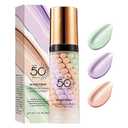 3 In 1 Primer for Face Before Makeup, Sunscreen Isolation Cream Face Tinted Moisturizer, SPF 50,One Step Color Corrector, Makeup Primer Oil Control & Concealer Skin Tone Correcting,Mothers Day Gifts
