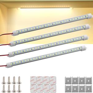 12V Interior LED Light Bar for Car,12V LED Light Strip 54 LEDs Lighting Super Bright 3000K White Color DIY Cabinet LED Light Strip for Car,Trailer,Motorhome,Van,RV,Truck Bed Lights(4 Pack)