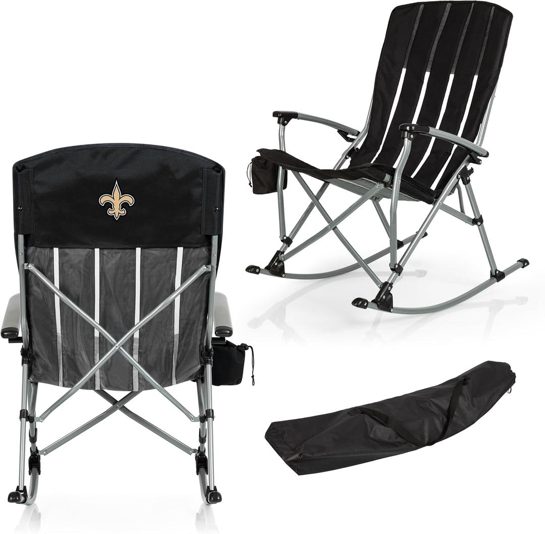 PICNIC TIME NFL Unisex-Adult NFL Outdoor Rocking Camp Chair, XL Heavy Duty Camping Chair for Adults (One Size, Black)