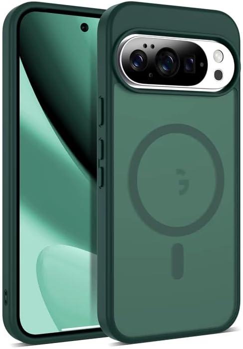 Compatible with Google Pixel 10 Case & Google Pixel 10 Pro Case with Magnetic [Compatible with Mag-Safe] Slim Translucent Phone Cases with Anti-Fingerprint Tech, Green