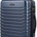 LIGHT FLIGHT Expandable Carry On Luggage 22x14x9 Airline Approved with Double Spinner Wheels, 20 Inch Lightweight Hard Shell Rolling Suitcases with TSA Lock, Dark Blue