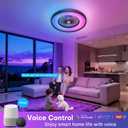 Bladeless Ceiling Fan with RGB Light, 24'' Flush Mount Low Profile Ceiling Fans with Remote & APP Control, Voice Control, 2700-6500K, 6 Speeds Dimmable LED Fan Light for Bedroom, Kids Room