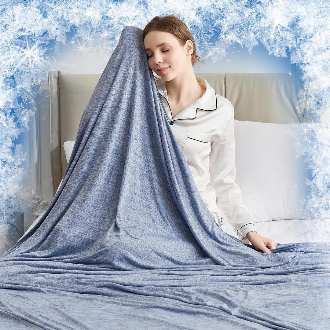 CHOSHOME Cooling Blanket Queen, Double Sided Cooling Blanket for Hot Sleepers, Arc-Chill Q-Max>0.5 Lightweight Breathable Summer Cold Blankets forCouch, Bed, Sofa, Camping, 90" x 90", Blue