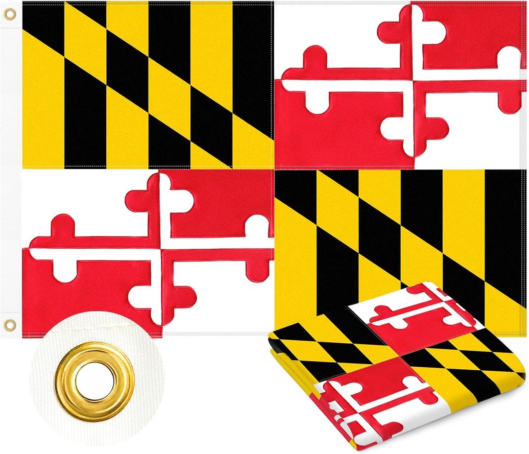 Maryland Flag 3x5 FT Outdoor, MD Flag Embroidered Cross Heavy Duty Outside