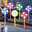 ElectricWise Lollipop Christmas Pathway Lights Outdoor, 6 Pack 29 Inch 160 LED Pathway Markers Lights with Stakes, Lighted Candy Cane with 8 Light Modes for Xmas Walkway Decor(Multicolor)