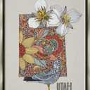 Stupell Industries Utah State Bird & Flower Intricate Floral Pattern Floating Framed Wall Art, Design by Valentina Harper (17L" x 1.7W", Grey Floater Framed)