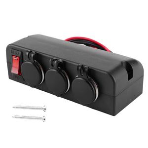 Car Socket Splitter,12?24V Cigarette Lighter Socket Cigar Lighter Adapter 3 Way Port 16A Waterproof Overload Protection W/Cut?Out Switch