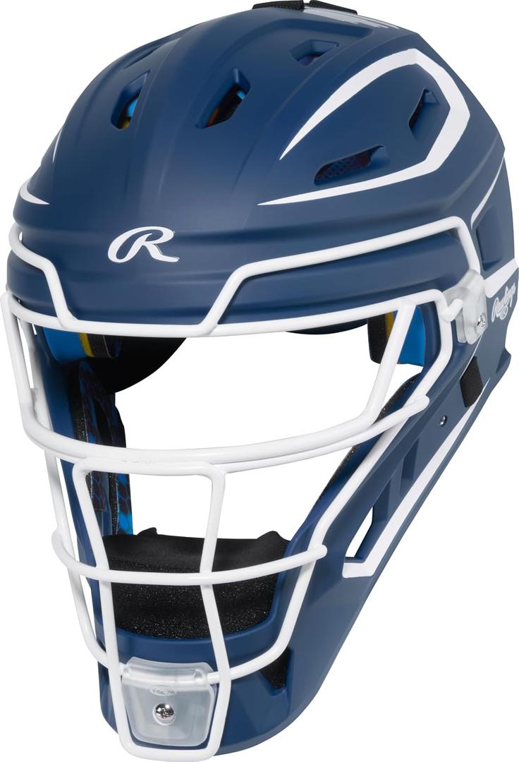 MACH PRO Series Catcher's Helmet | Baseball | NOCSAE Certified | Navy/White, Junior | 6 1/2" - 7"