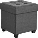 SONGMICS 15 Inches Cube Storage Ottoman, Bedroom Bench with Storage, Foot Stool with Feet, Holds Up to 660 lb, Dark Gray ULSF14GYZ (15"D x 15"W x 15.7"H)