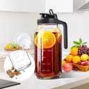 64oz Glass Pitcher with Lid, 2 Quart Mason Jar Pitchers with Lid and Spout, Wide Mouth Breast Milk Pitcher Glass Jug Sun Tea Pitchers, Cold Brew Coffee pitcher, Fridge Container for Water, Juice, Tea - Black