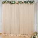 10x10ft Champagne Tulle Backdrop Curtain for Parites, Sheer Backdrop Curtains for Wedding Baby Shower Birthday Party Photo Shoot Decorations (10ft x 10ft(2 Panels 5*10ft))