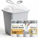 8 Gallon Trash Bags with Drawstring, 30 Liter Garbage Can Liners, Leak-Proof Bathroom Trash Bags for Waste Baskets, Office & Bedroom Trash Cans, 100 Count
