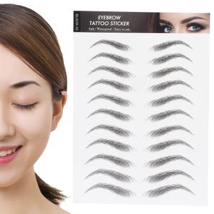 FILFEEL 6D Eyebrow Sticker, Professional Eyebrow Stickers Transfer Sticker Eyebrow Makeup Tool for Women and Girls (Black)(BLACK-10), 2 Pack