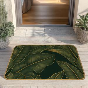 Tropical Palm Leaves Door Mat, Home Entrance Low Profile Welcome Doormat, Indoor Decor for Front Door 30x17 Inch, Summer Garden Patio Decor
