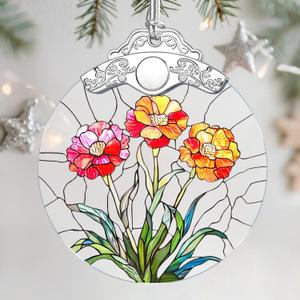Christmas Ornaments: Stained Glass Ornament, Birth Flower Ornament, Christmas Tree Ornaments & Xmas Tree Decorations Exquisite Holiday Decor, Birth Flower Gifts Perfect Holiday & Xmas Gifts - Jan