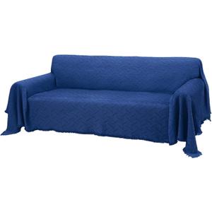 Rose Home Fashion Geometrical Throw Sofa Cover Blanket, Washable Couch Covers for 3 Cushion Couch Sofa Pet Friendly, Furniture Protector for Dogs (Large, Royal Blue)