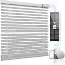 Motorized Blinds With Remote Control, Blackout Smart Windows, Horizontal Electric CordlessSolar Powered Custom Automatic Silver 29" Wx64 H