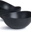 9.6'' Serving Bowls, 84oz Bamboo Fiber Salad Set of 4, Large for Kitchen, Deep Oval for Salad, Vegetable, Fruit, Pasta, Ramen, Lightweight & Easy to Clean (Matte Black)