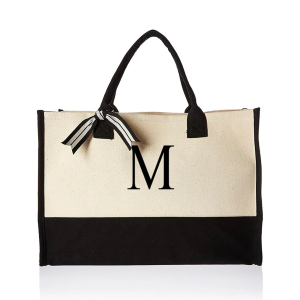 M INITIAL CANVAS TOTE