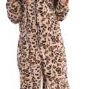Wizland Fleece Leopard Costume for Kids One Piece Cheetah Costume Cat Onesie Cheetah Onesie Kids 6-8