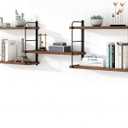 Wall Mounted Floating Shelves, Wall Shelves, Rustic Wall Decor Wood Shelves for Bedroom, Living Room, Bathroom and Kitchen Storage, Easy Installation (5, Brown)